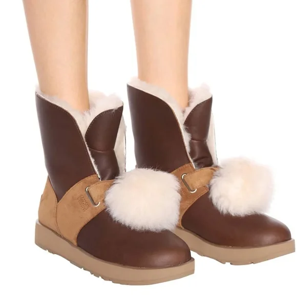 UGG Shoes Ugg Isley Waterproof Sheepskin Suede Removable Pom